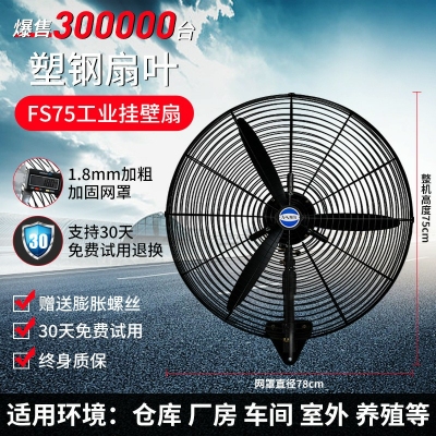 fs75-塑鋼扇葉-掛壁式-工業(yè)電風(fēng)扇強力落地扇大風(fēng)量牛角扇商用機械大功率車間工廠壁掛扇